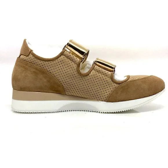 NEW MAX MARA Tan Suede  Leather Velcro Sneakers - Picture 13 of 13